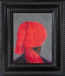 Roter Turban auf Grau, 2014